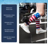 USA Flag Graduated Calf Compression Sleeves Calf Support Footless Socks - Dimok