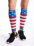USA Flag Graduated Calf Compression Sleeves Calf Support Footless Socks - Dimok