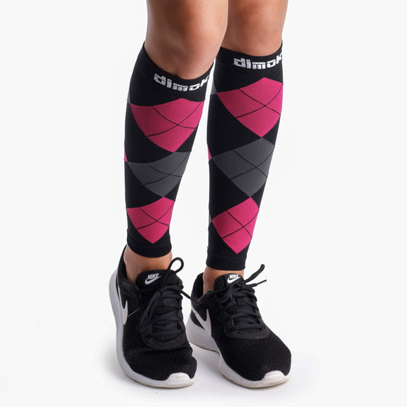 Pink Argyle Graduated Calf Compression Sleeves - Dimok